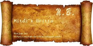 Miták Britta névjegykártya